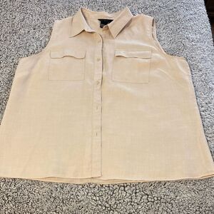 LIGHT XL 100% Linen Sleeveless Shacket Top
